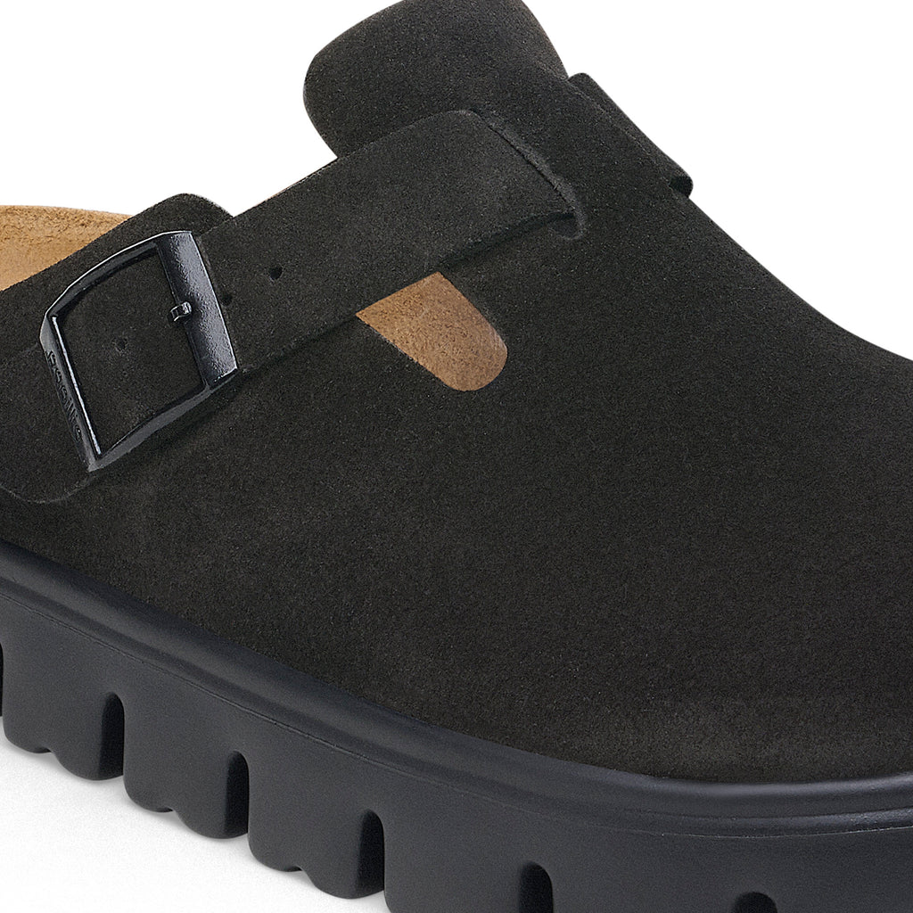 Boston Chunky Black Suede Leather Narrow