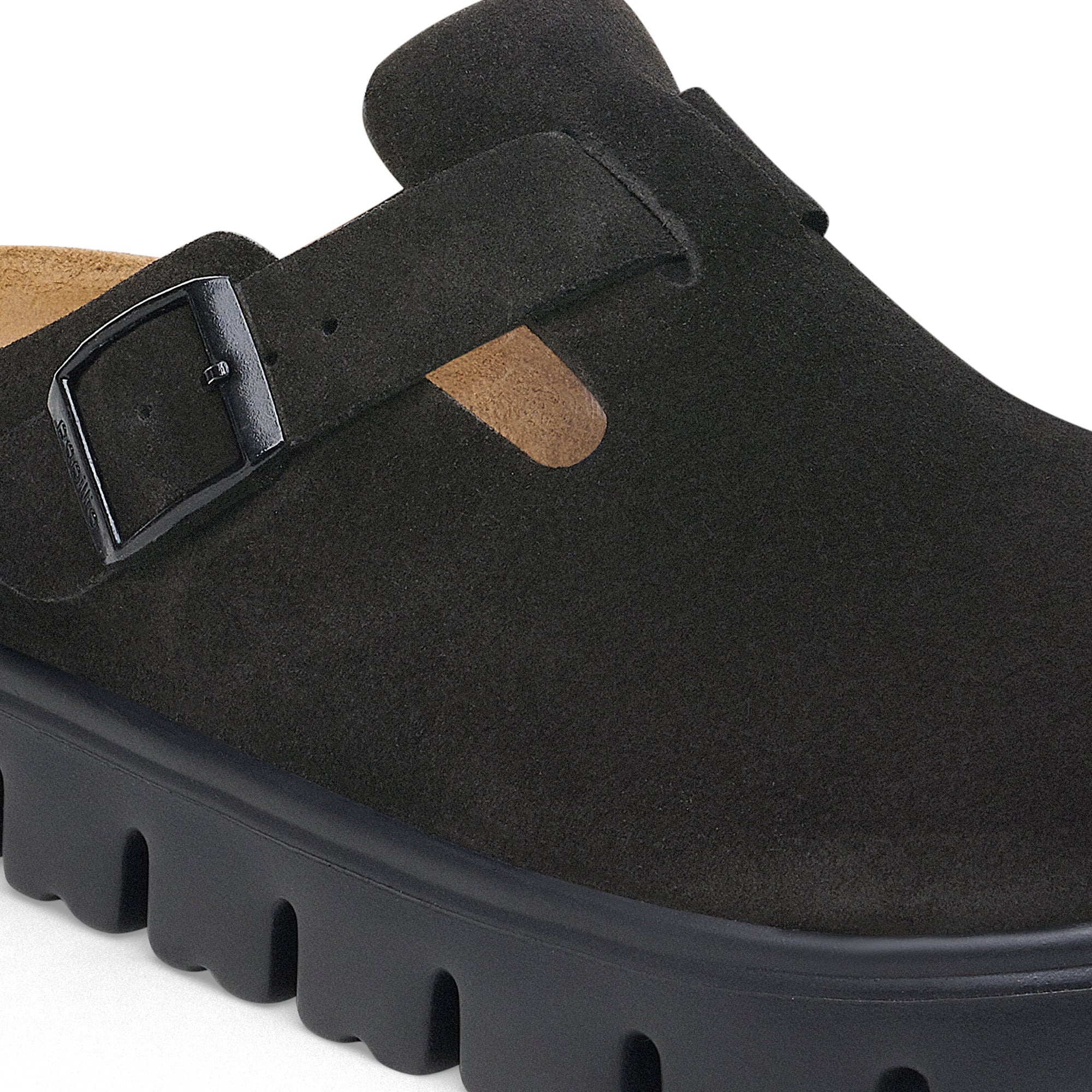 Boston Chunky Black Suede Leather Narrow