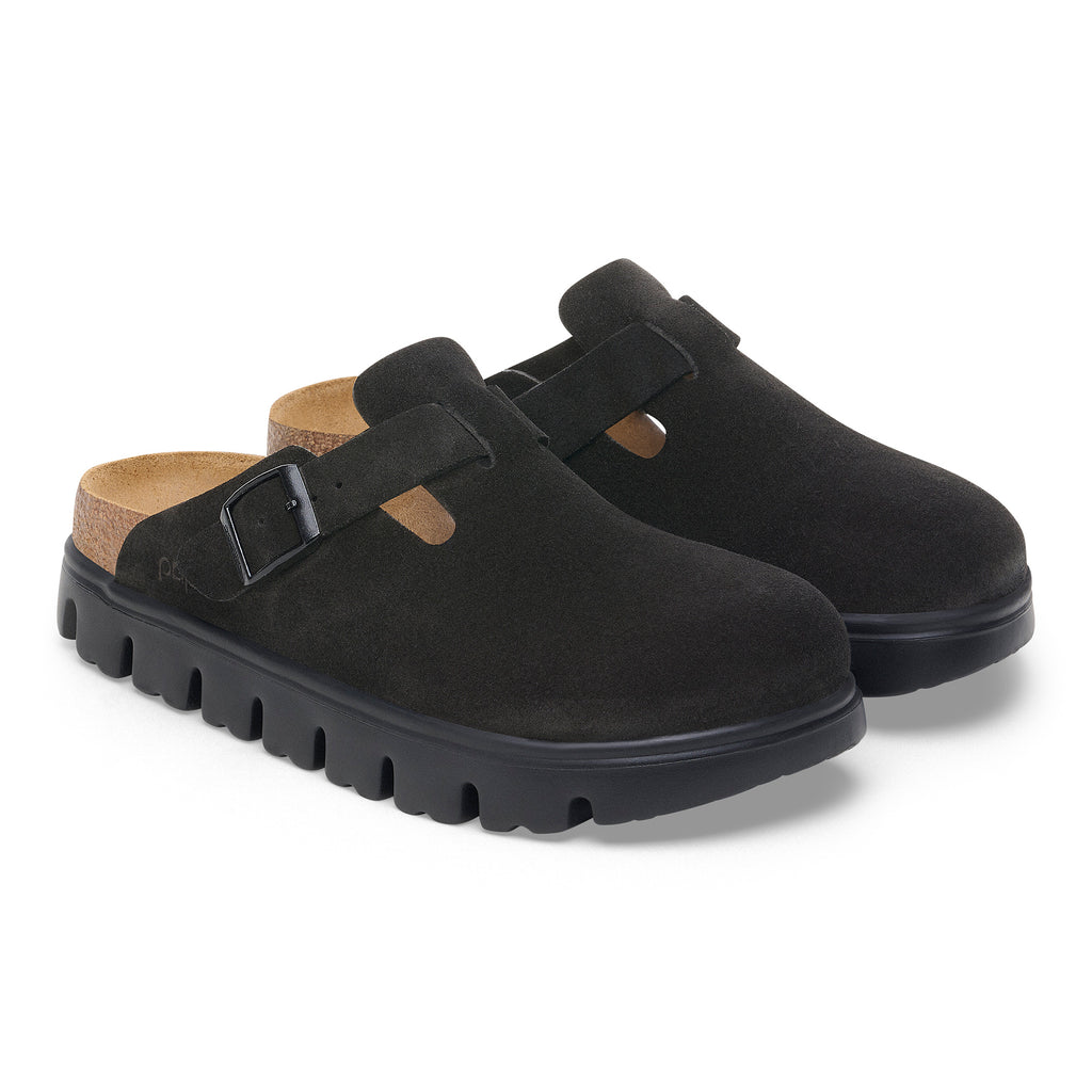 Boston Chunky Black Suede Leather Narrow
