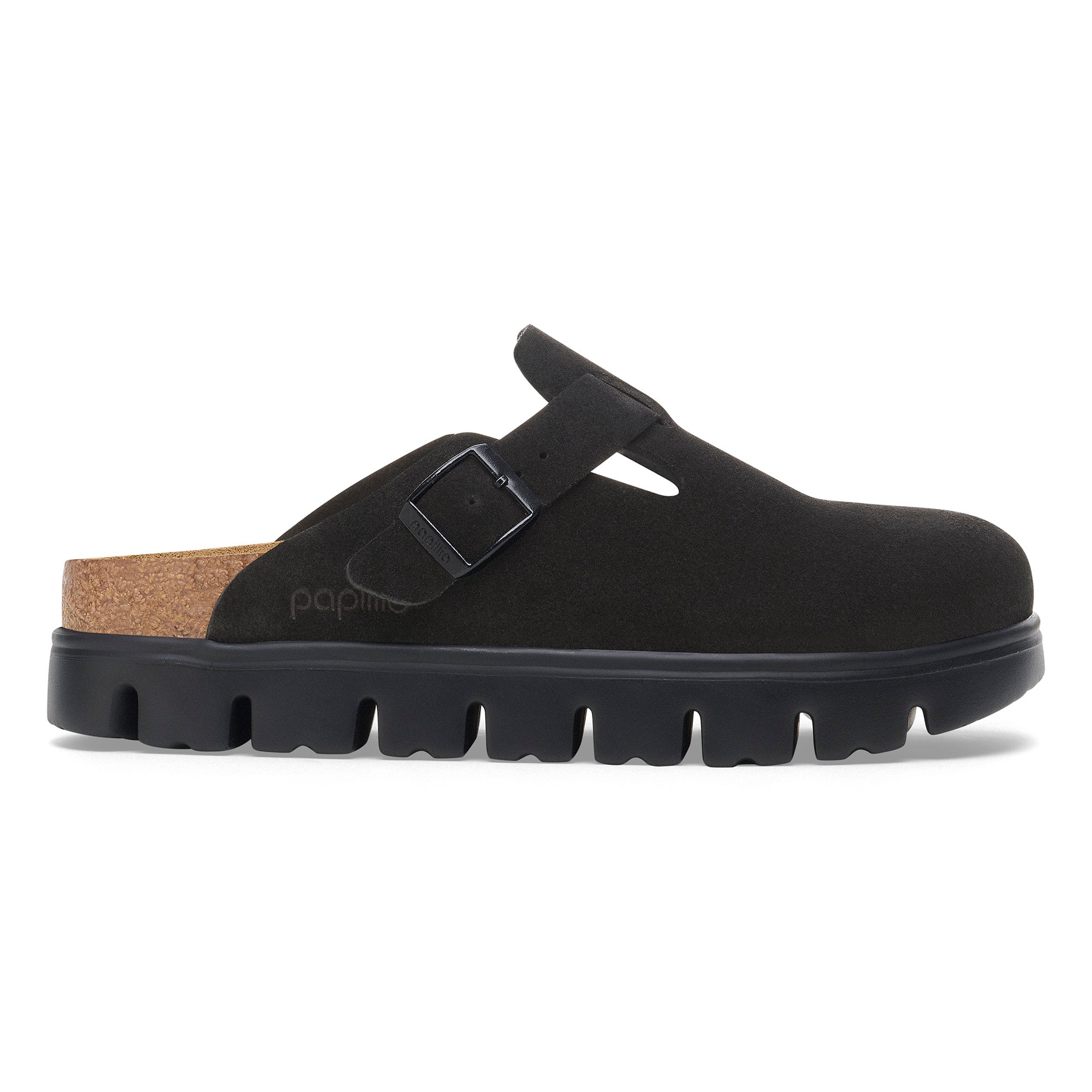 Boston Chunky Black Suede Leather Narrow