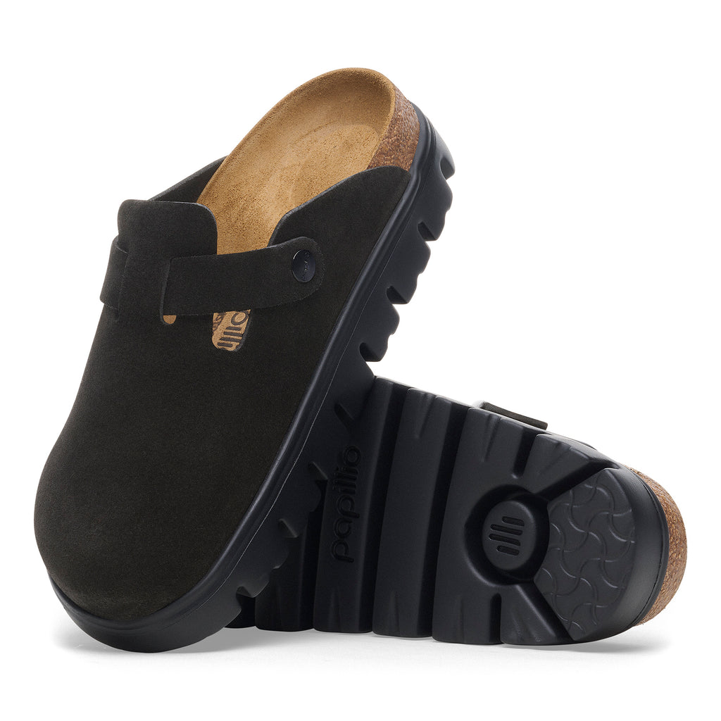 Boston Chunky Black Suede Leather Narrow