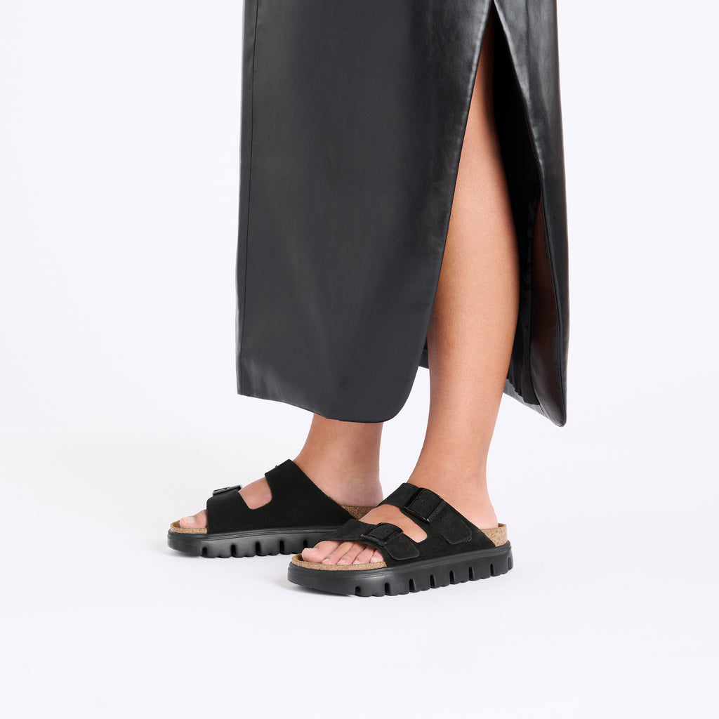 Arizona Chunky Black Suede Leather Narrow