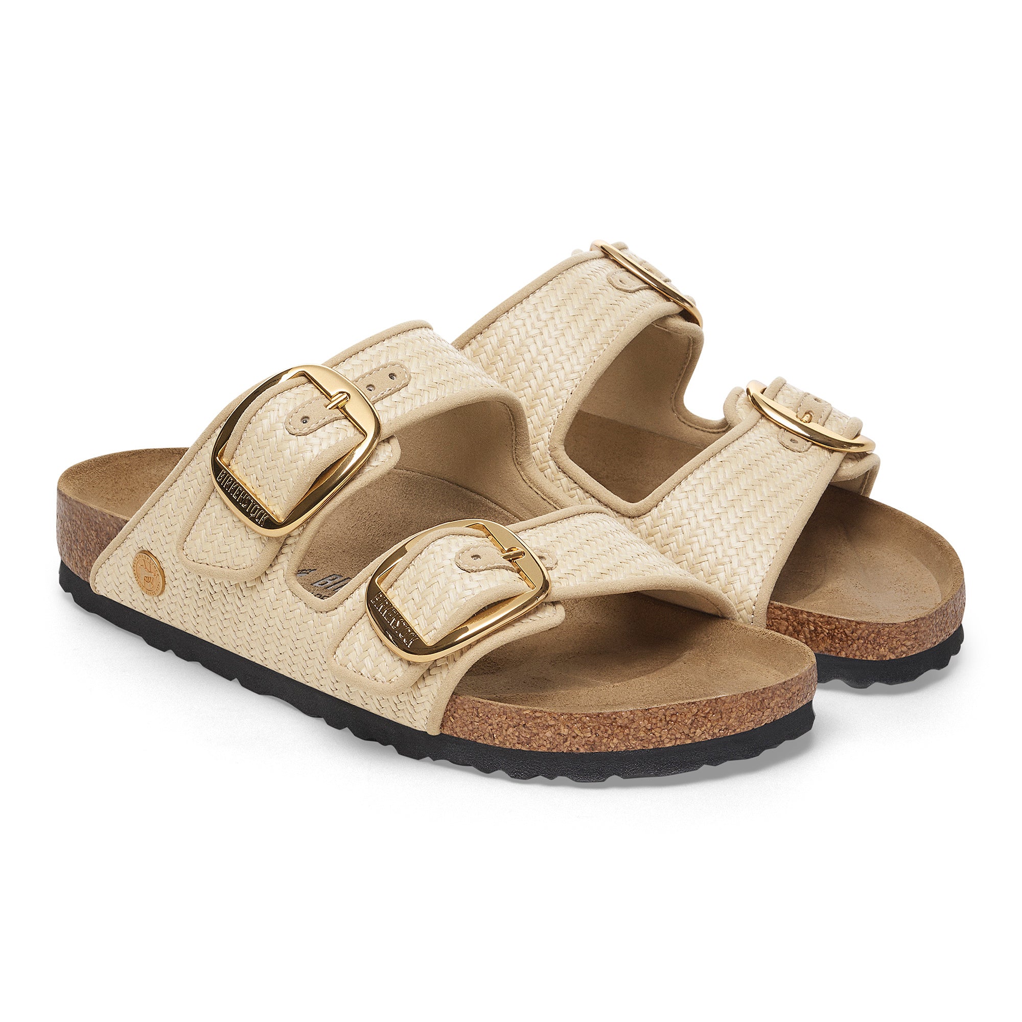 Arizona Big Buckle Raffia Naturel Leather Narrow