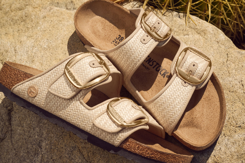 Arizona Big Buckle Raffia Naturel Leather Narrow