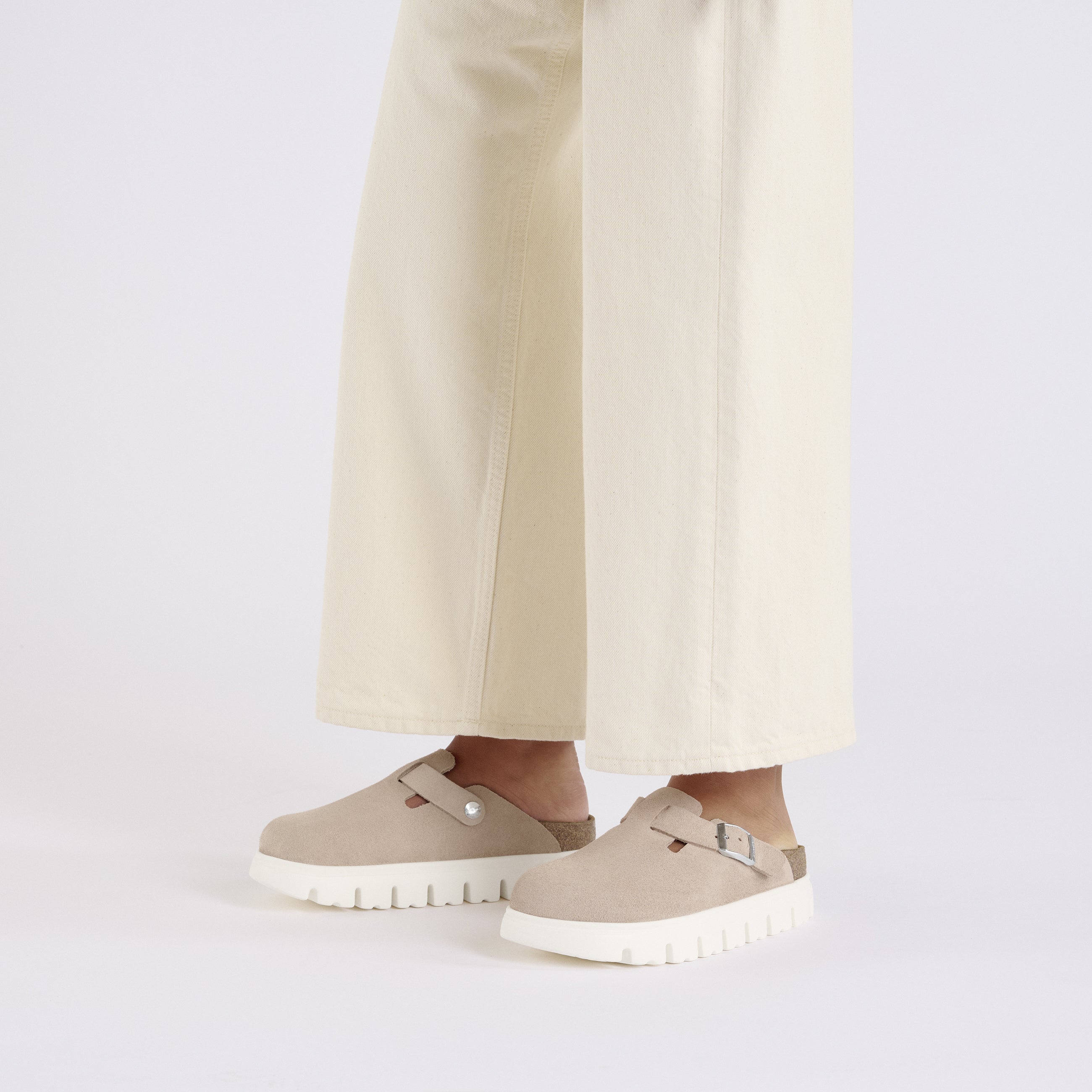 Boston Chunky Light Rose Suede Leather Narrow