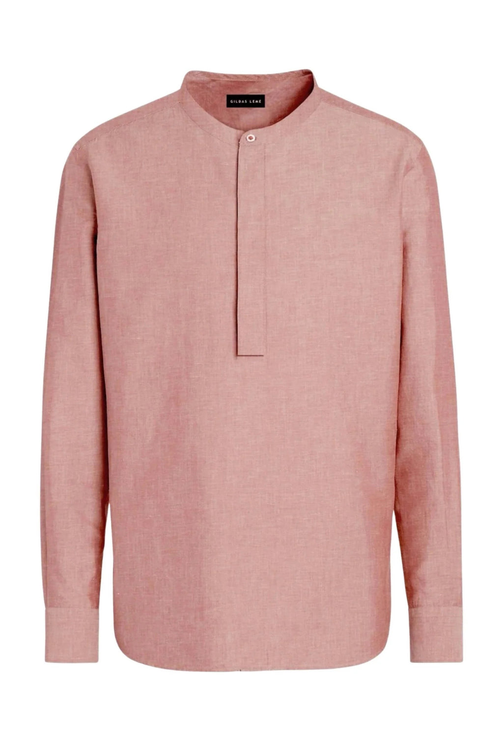 Tet Linen Mandarin Collar Shirt - Red Brick