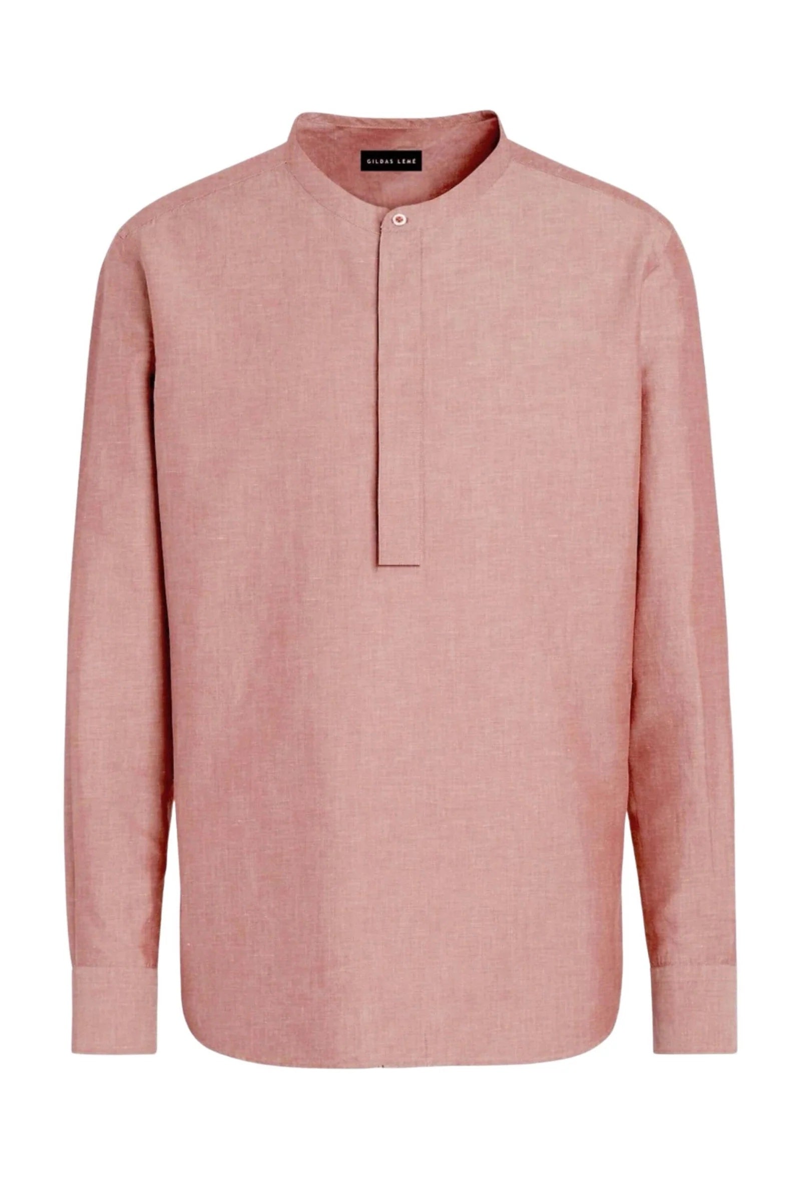 Tet Linen Mandarin Collar Shirt - Red Brick