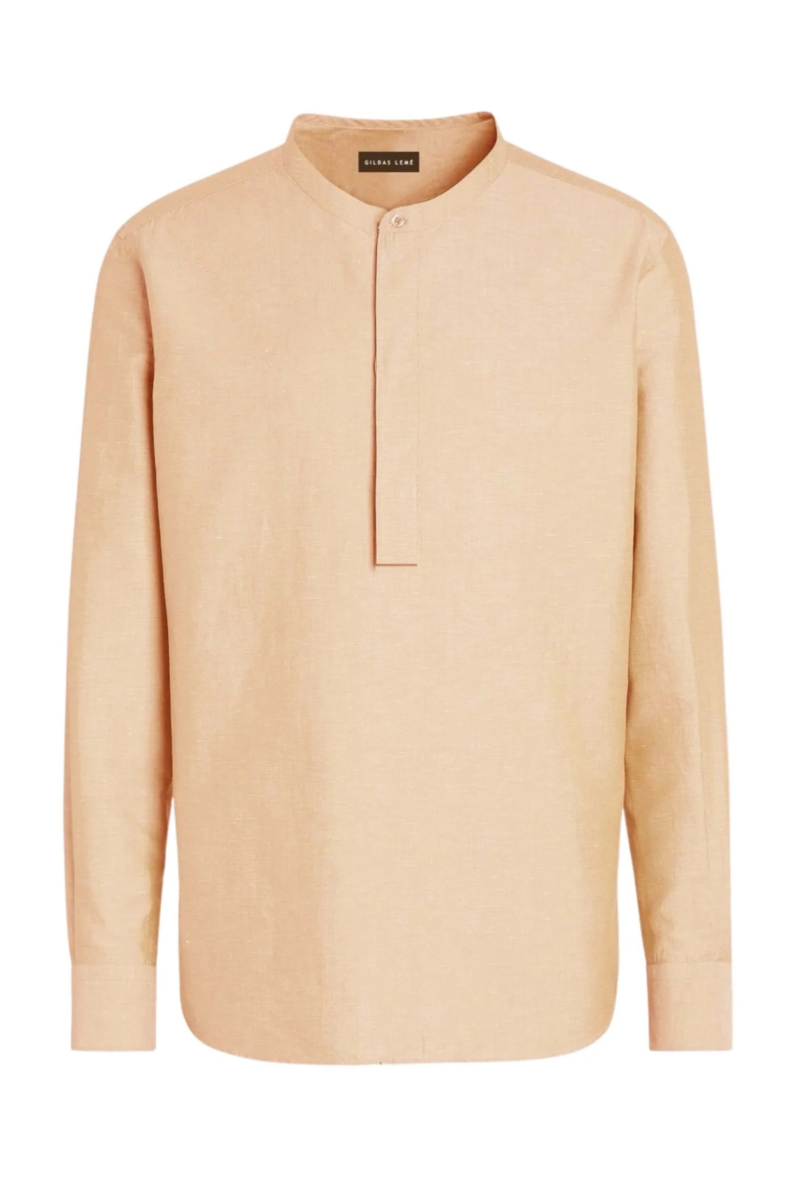 Tet Linen Mandarin Collar Shirt - Golden Orange