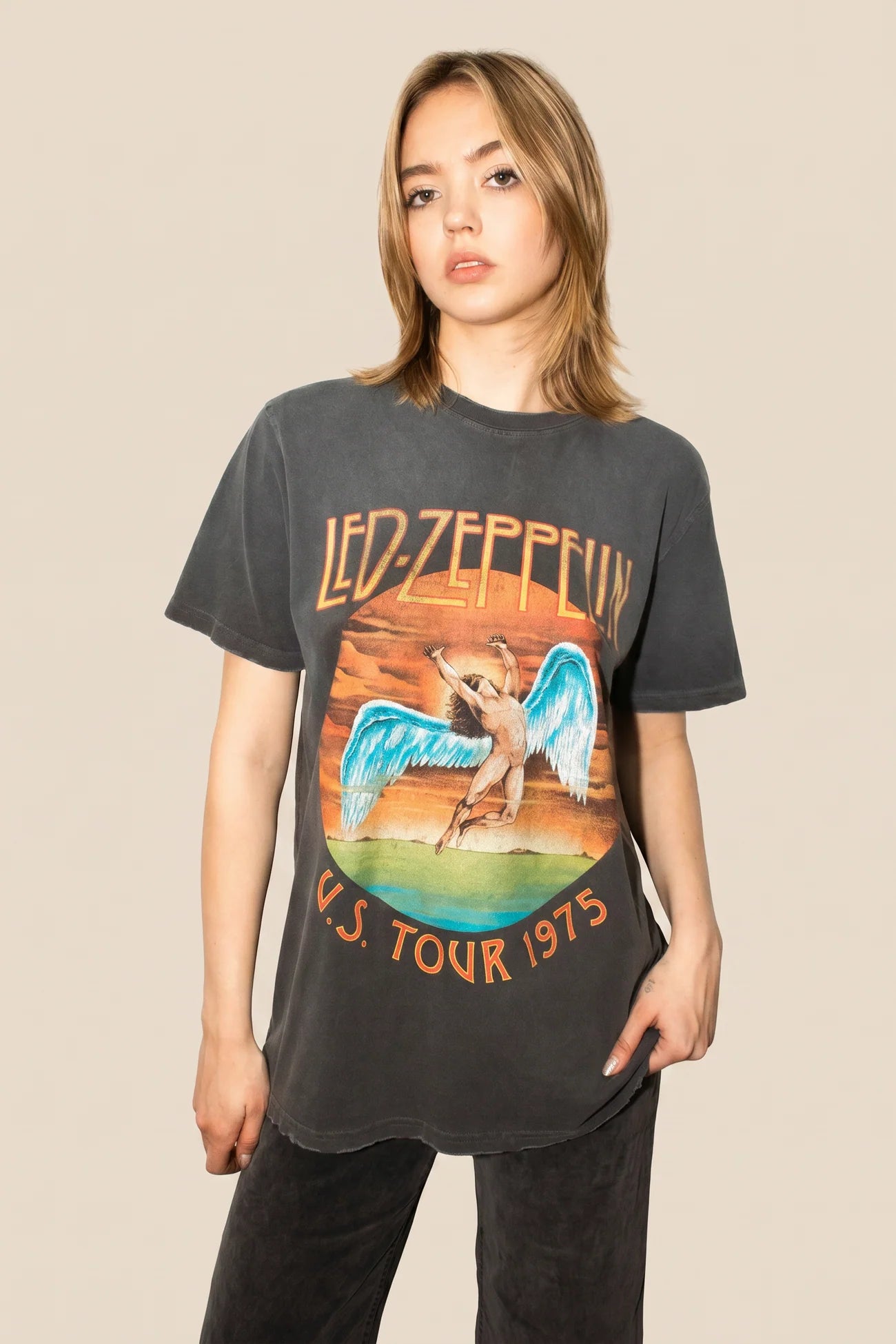 Led Zeppelin U.S Tour 1975 Sunkissed Gray Tee