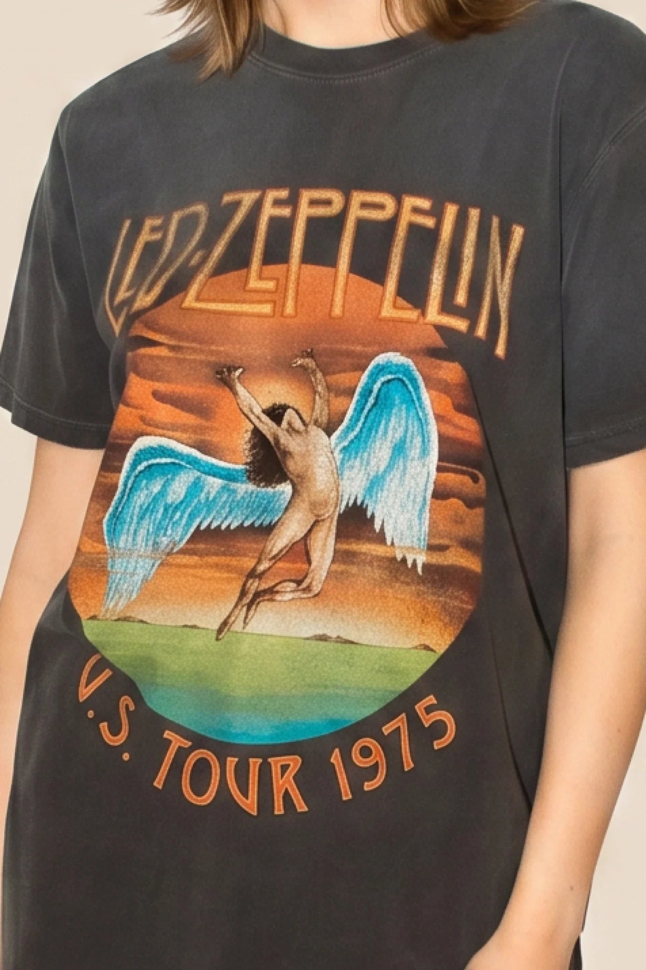 Led Zeppelin U.S Tour 1975 Sunkissed Gray Tee