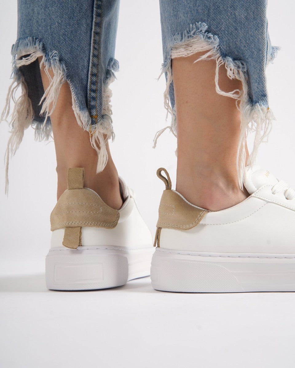 Bob Suede Women Belted Belted Sneakers - White/Beige