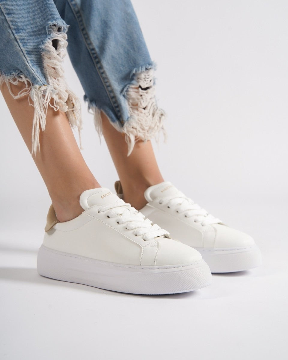 Bob Suede Women Belted Belted Sneakers - White/Beige