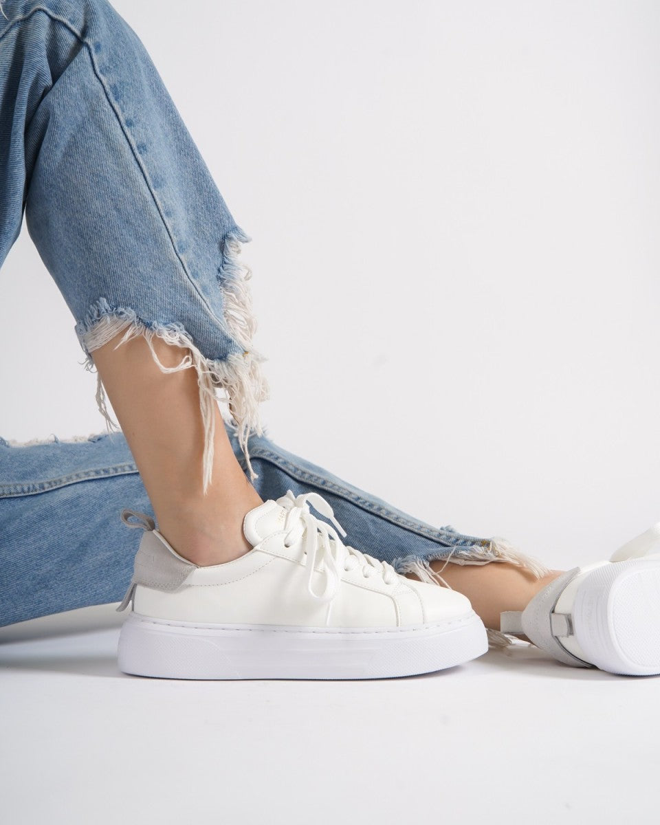 Bob Suede Women Belted Belted Sneakers - White/Beige