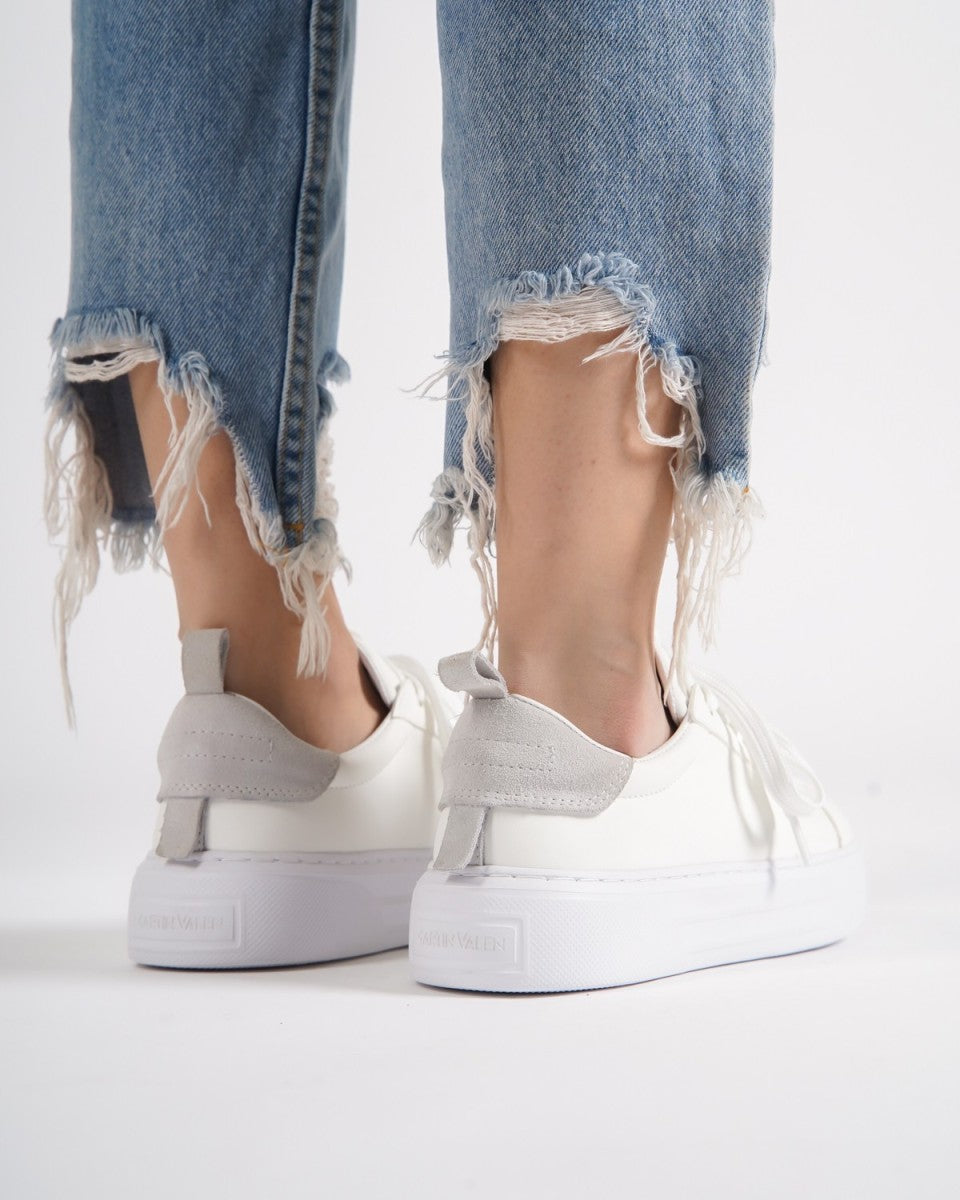 Bob Suede Women Belted Belted Sneakers - White/Beige