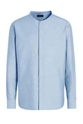 Luxurious Linen Mandarin Collar Shirt - Light Blue