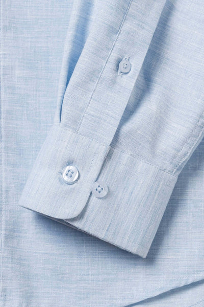 Luxurious Linen Mandarin Collar Shirt - Light Blue