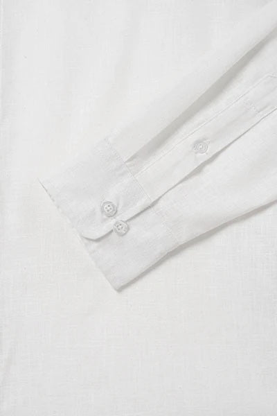 Luxurious Linen Mandarin Collar Shirt - White
