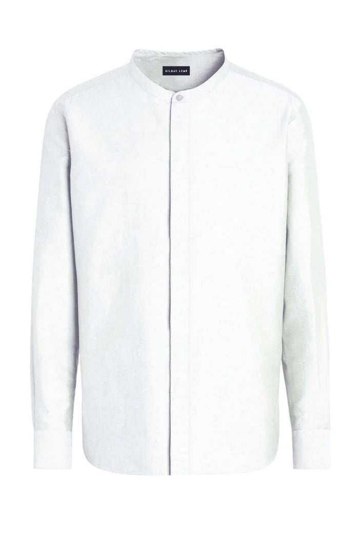 Luxurious Linen Mandarin Collar Shirt - White