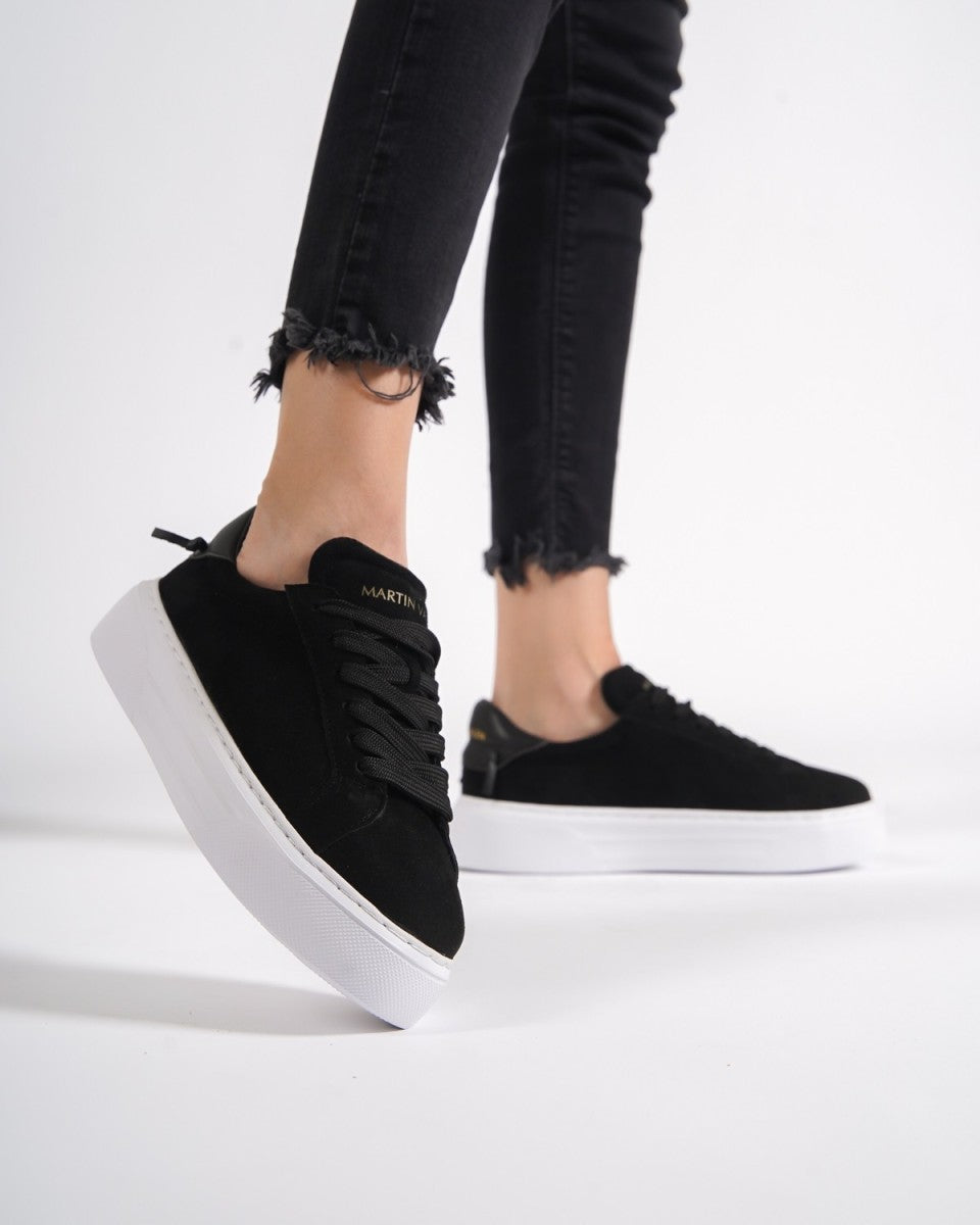 Node High Street Women's Suede Sneakers - Black