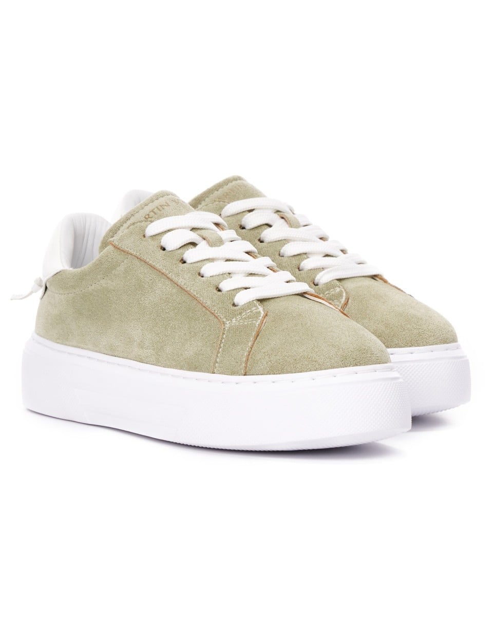 Node High Street Women's Suede Sneakers - Khaki