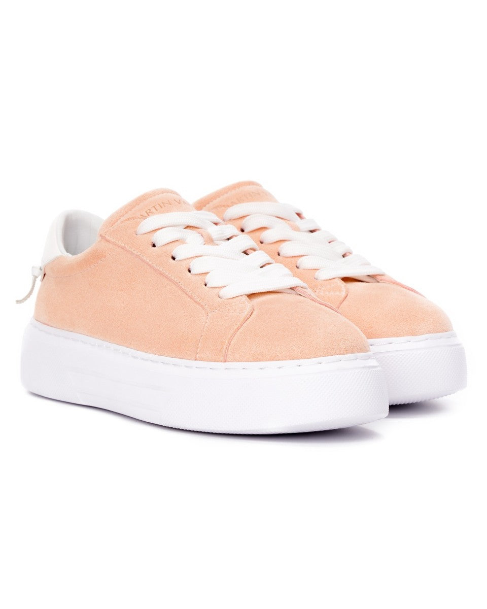 Node High Street Women's Suede Sneakers - Salmon