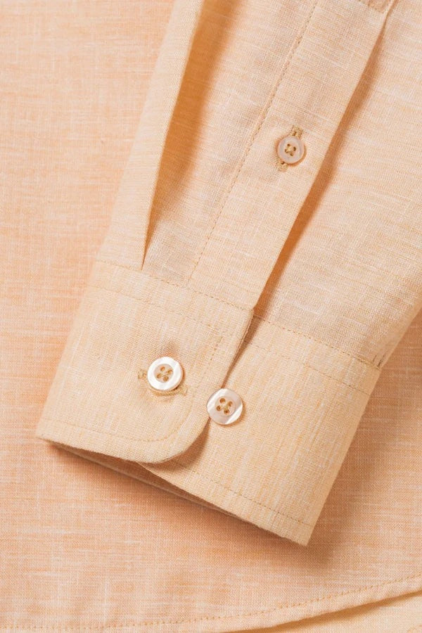 Tet Linen Mandarin Collar Shirt - Golden Orange